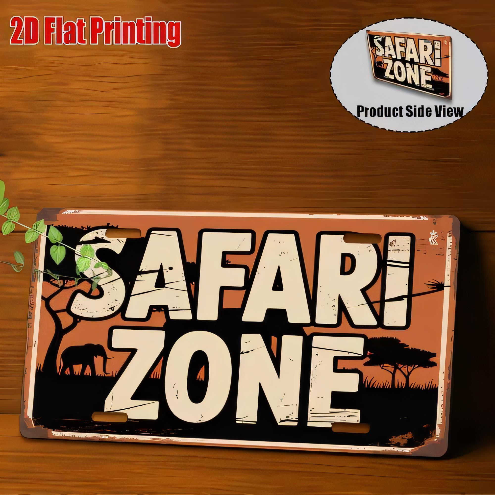 3D Printing Zone - Tin Sign Safari Zone 3D Flat